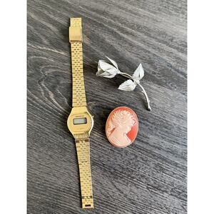 Vintage Jewelry Lot Cameo Brooch Rose Pin Gold Tone Advance Quartz Watch
